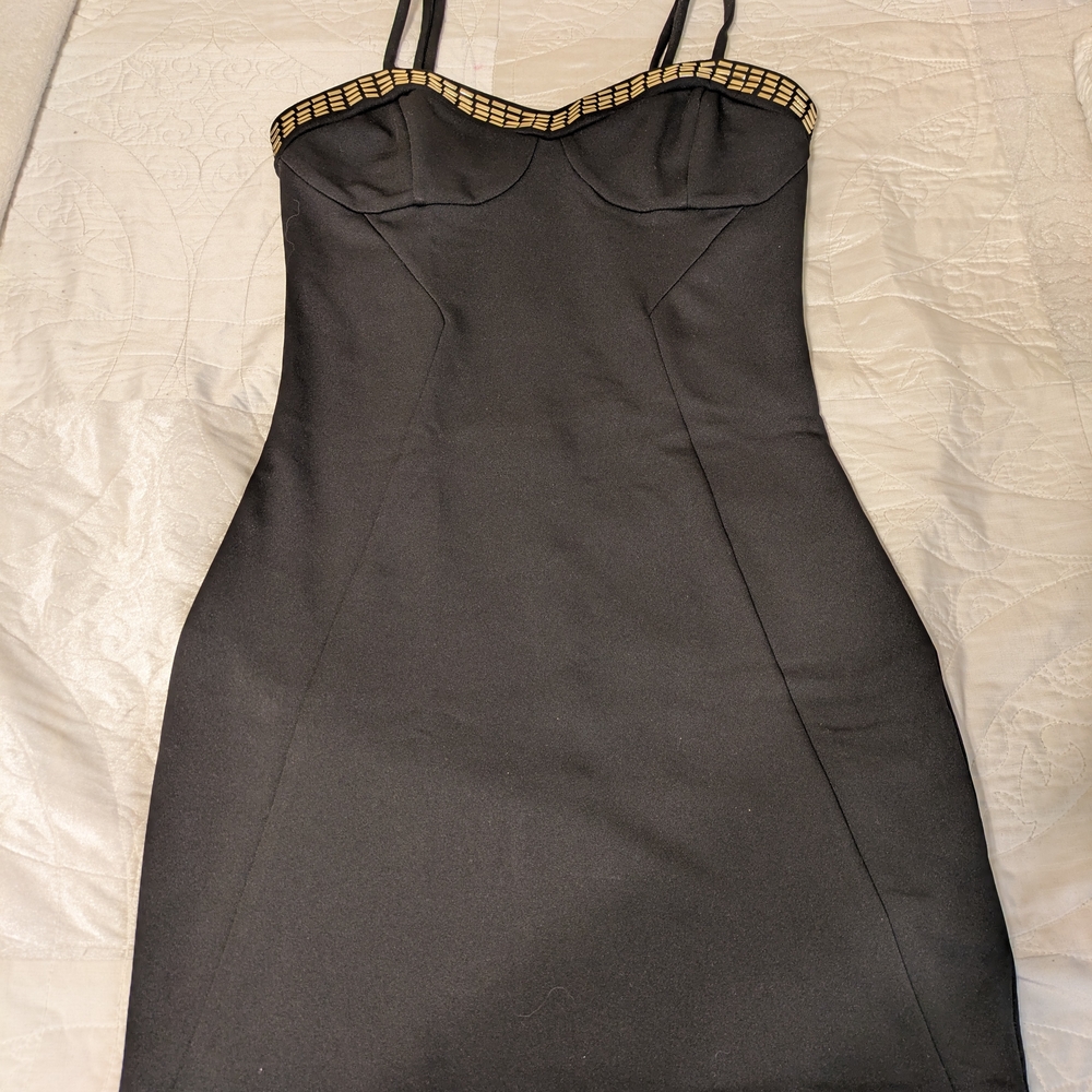 Elegant Black Dress with Gold Accents